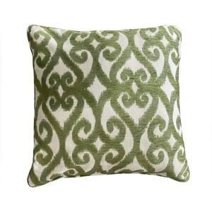 Green and White Decorative Throw Pillow - 18”x18” Square Elegant Fabric